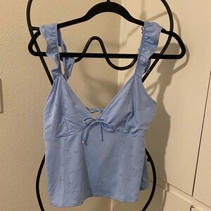 H & M Light Blue Eyelet Crop Top